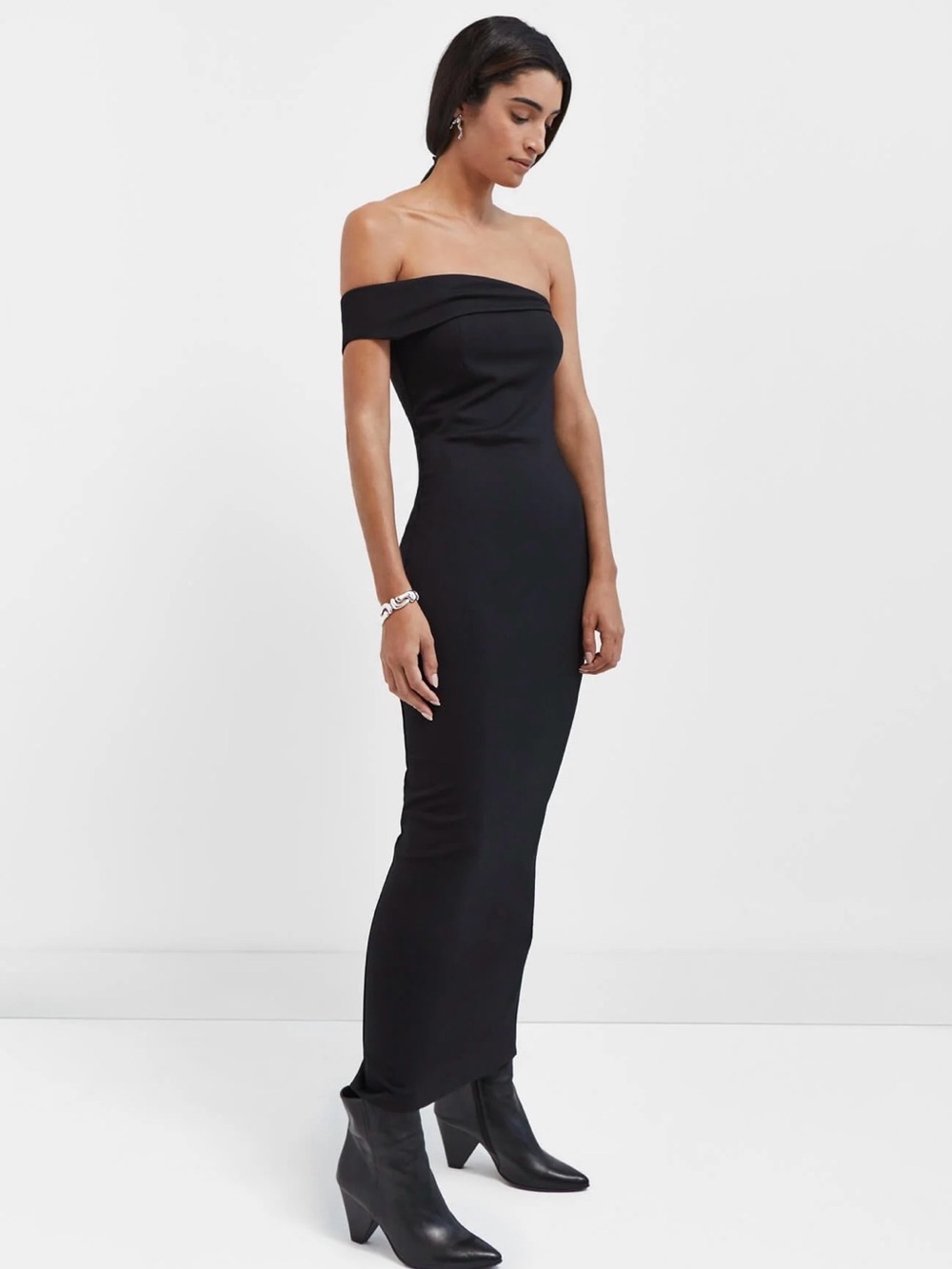 Off-Shoulder Strapless Black Maxi Dress